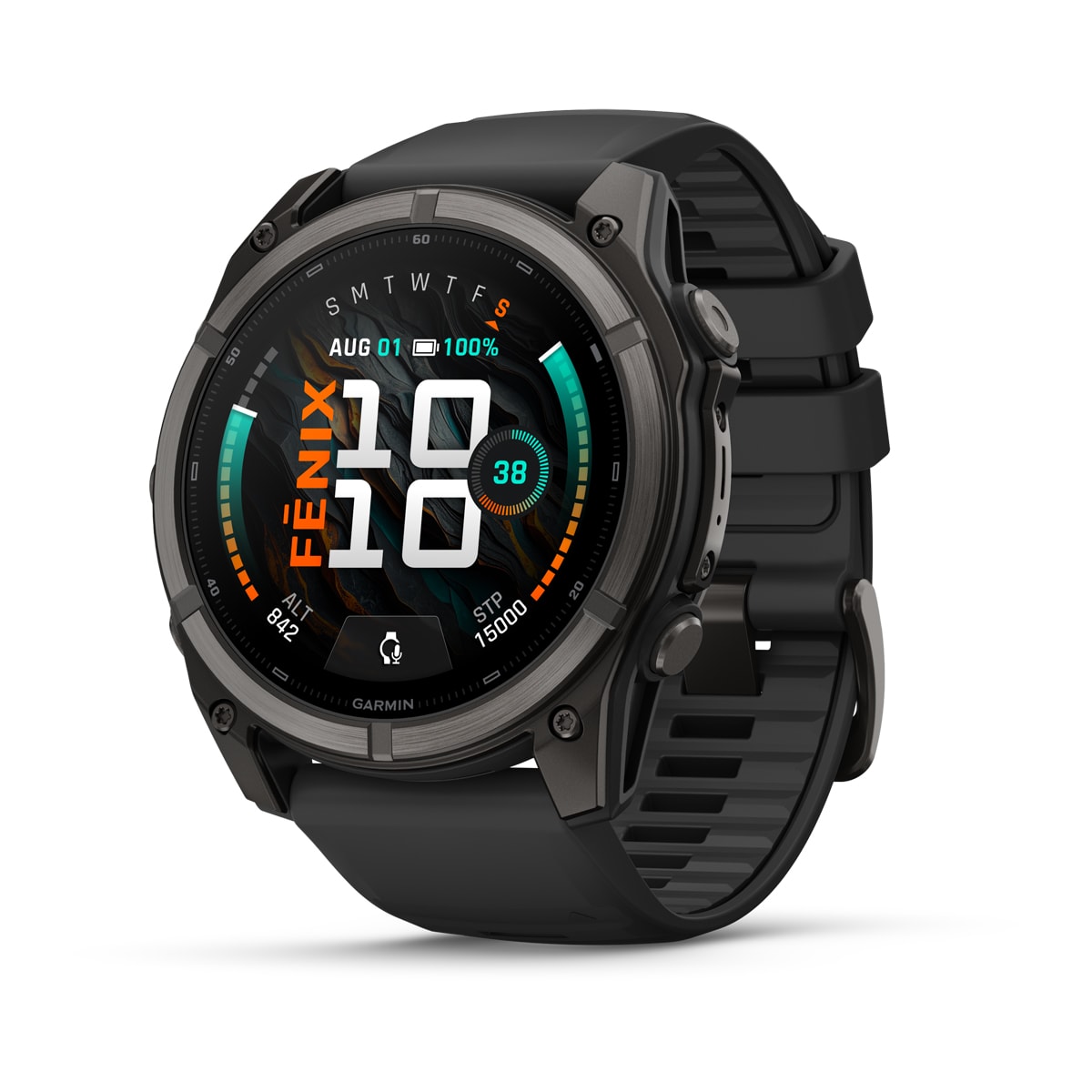 Часы Garmin fenix 9 – 51mm, Carbon Grey DLC Titanium with Black Silicone Band  