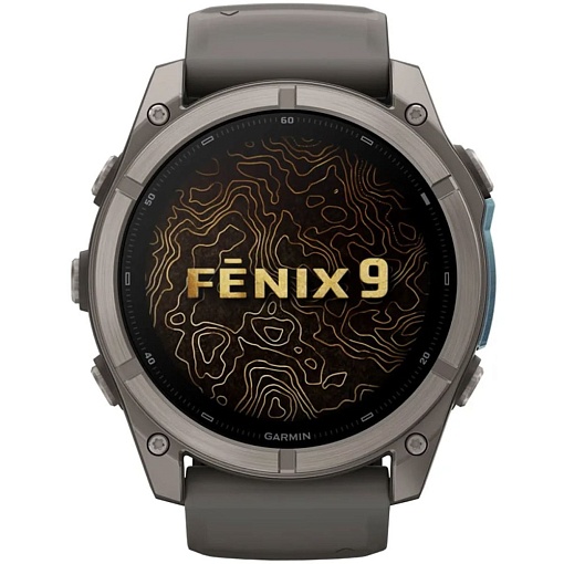 Часы Garmin fenix 9 – 47mm, Titanium with Pebble Grey Silicone Band 