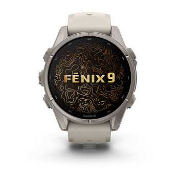 Часы Garmin fenix 9 – 43mm Titanium with Fog Grey Silicone Band 